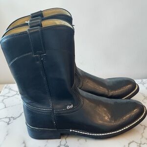 Justin Men's Basic Dress Black Leather Uniform Western Boots